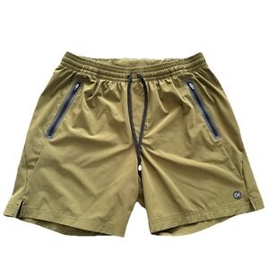 Outerknown Active Men's Large Athletic Shorts Olive Green 7 Inch Inseam